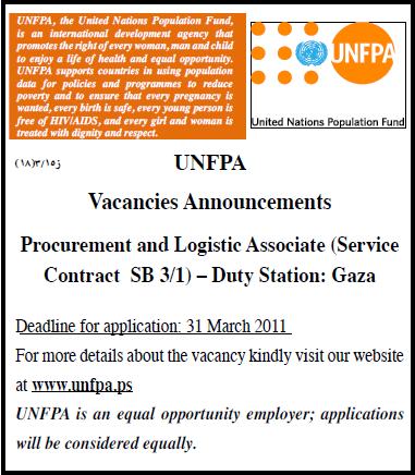 Palestine UNFPA Vacancies Palestine Vacancy